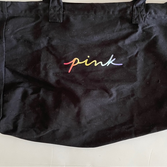 Black Rainbow Cursive Logo Pink Victoria’s Secret Duffle Travel Tote Bag - Picture 2 of 6